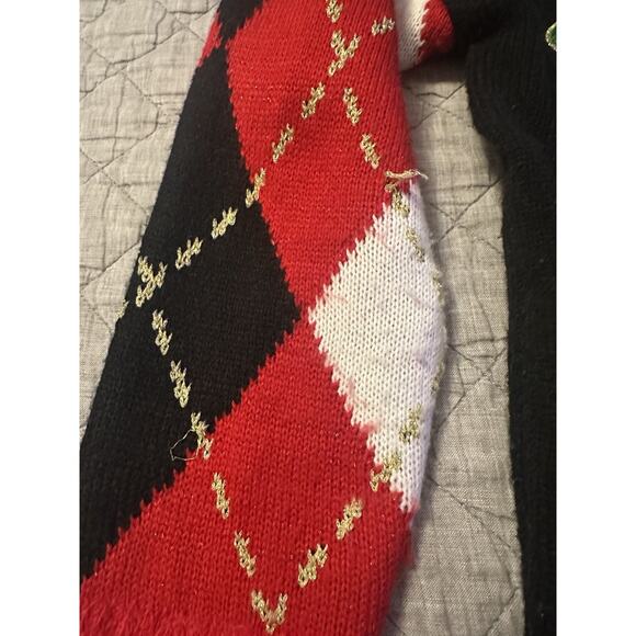 Celebrate Together Ugly Christmas Sweater Cardigan L Oh Snap Gingerbread Argyle - Picture 2 of 11